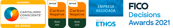 Capitalismo Consciente Brasil, Carbon Negative Dock 2021, Carbon Negative 2020, Empresa associada Instituto Ethos, FICO Decision Awards 2021