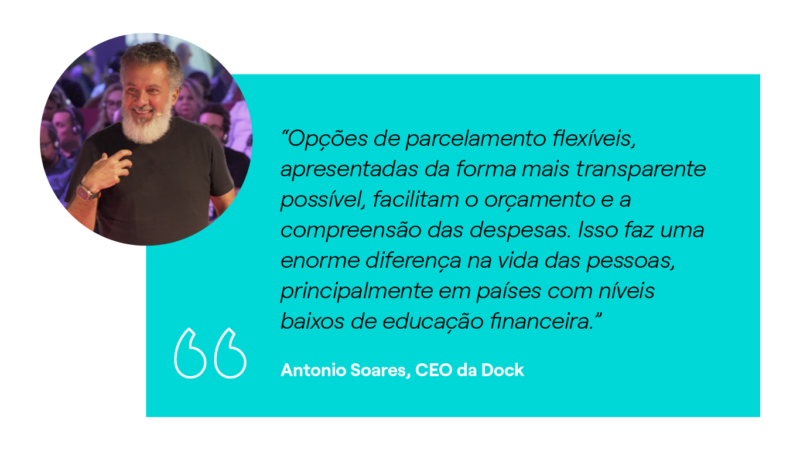 Citação da palestra 'Os desafios de mudar o status quo do crédito no Brasil', apresentada por Antonio Soares, CEO da Dock